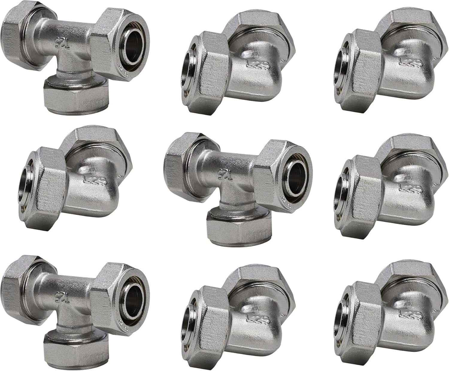 Air Compressor Hose 3/4" Air Fittings Kit, 3PCS 3/4-inch Tee Air Line Fittings and 6PCS 3/4-inch Equal Elbow Air Line Fittings Fit for Shop Air Line Kit 3/4 inch