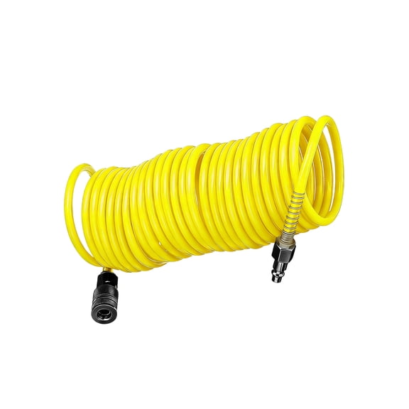 Air Compressor Hose 7.5m Tubing with 1/4in Quick Coupler Coiled Flexible Pneumatic Tubing Quick Coupling Pipe