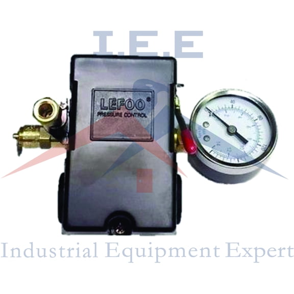 Air Compressor Pressure Control Switch 4 Ports 95-125 PSI w/ Gauge pop off valve