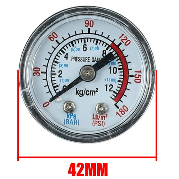 Air Compressor Pressure Gauge 0-180 PSI / 0-12 Bar,Metal & Plastic,1/8 NPT Thread,Large Easy-Read Dial for Pneumatic Tools