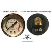 Air Compressor Pressure / Hydraulic Gauge 2" Face Back Mount 1/4" NPT 0-200 PSI