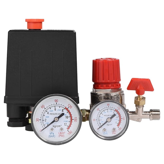 Air Compressor Pressure Switch with Gauges - Central-Pneumatic Compressor Parts for Precise Air Regulation