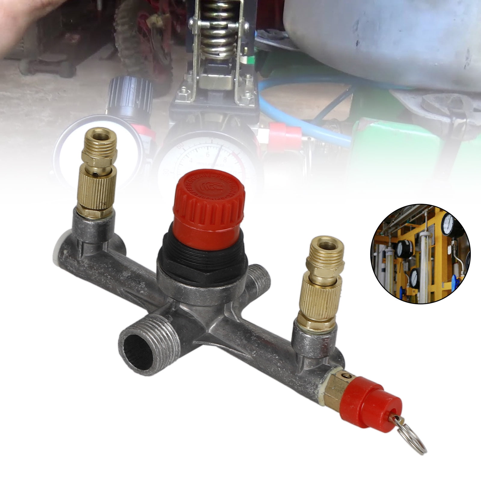 Air Compressor Pressure Valve Switch Control Manifold Regulator Gauges Tool