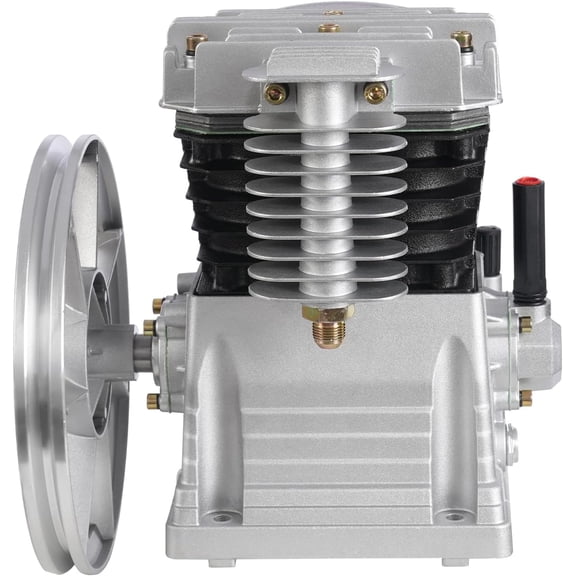 Air Compressor Pump, 3HP Powerful Single Stage Twin Cylinder Air Compressor Pump Head, Air Compressor Head with 66Gal/Min Discharge Volume, Aluminum Iron Air Compressor Pump for Automotive Machinery