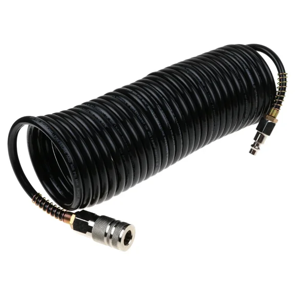 Air Compressor Recoil Hose Line Spring Ends Pneumatic Tube Tools 25Ft 1/4Npt