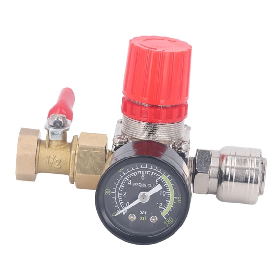 Air Compressor Regulator with Gauge Air Compressor Regulator, 0-180 PSI Air Gauge Regulator 4 Way Valve for Pneumatic Tools 1/2in NPT