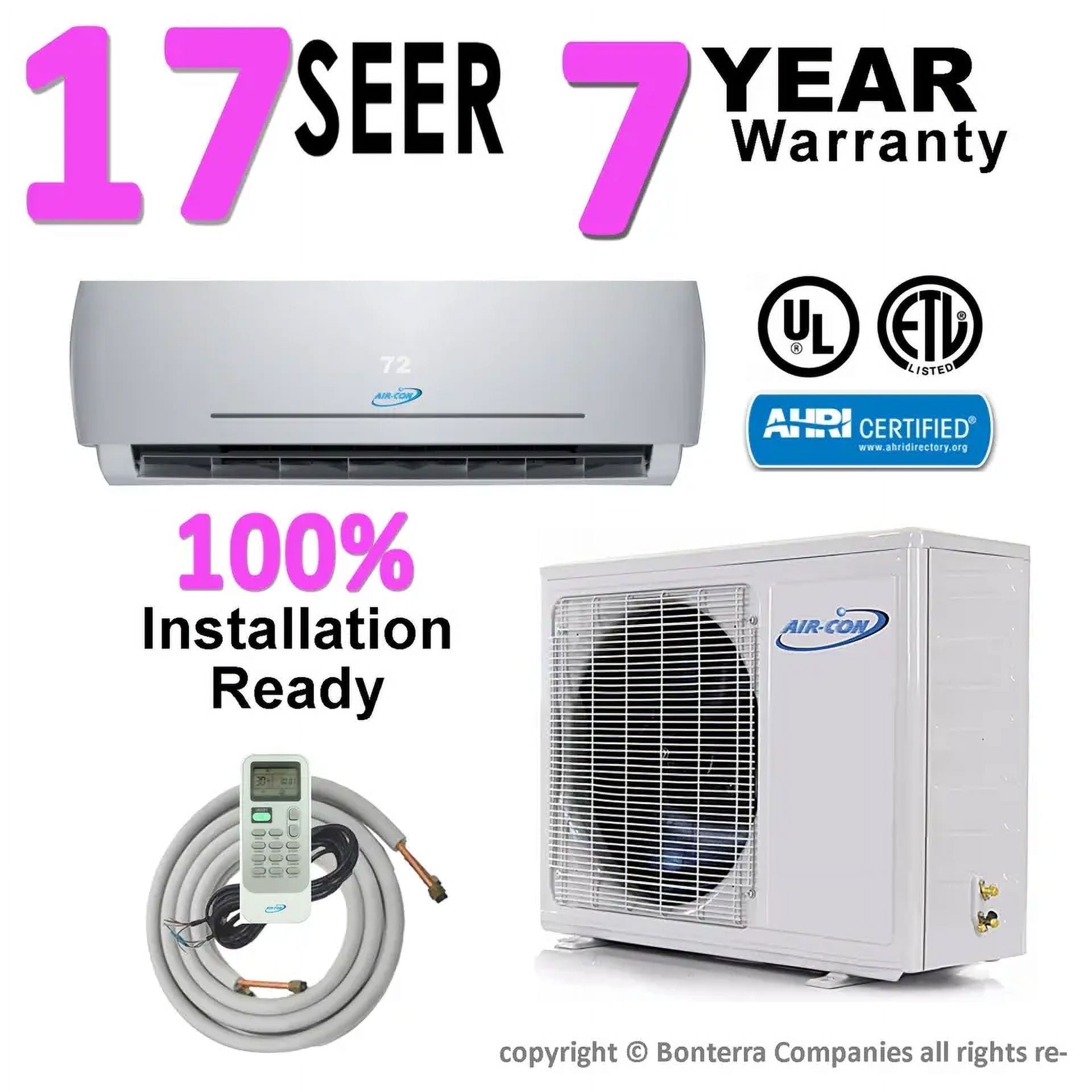 Air-Con 12000 BTU White Mini Split Air Conditioner with Heat Pump and Remote
