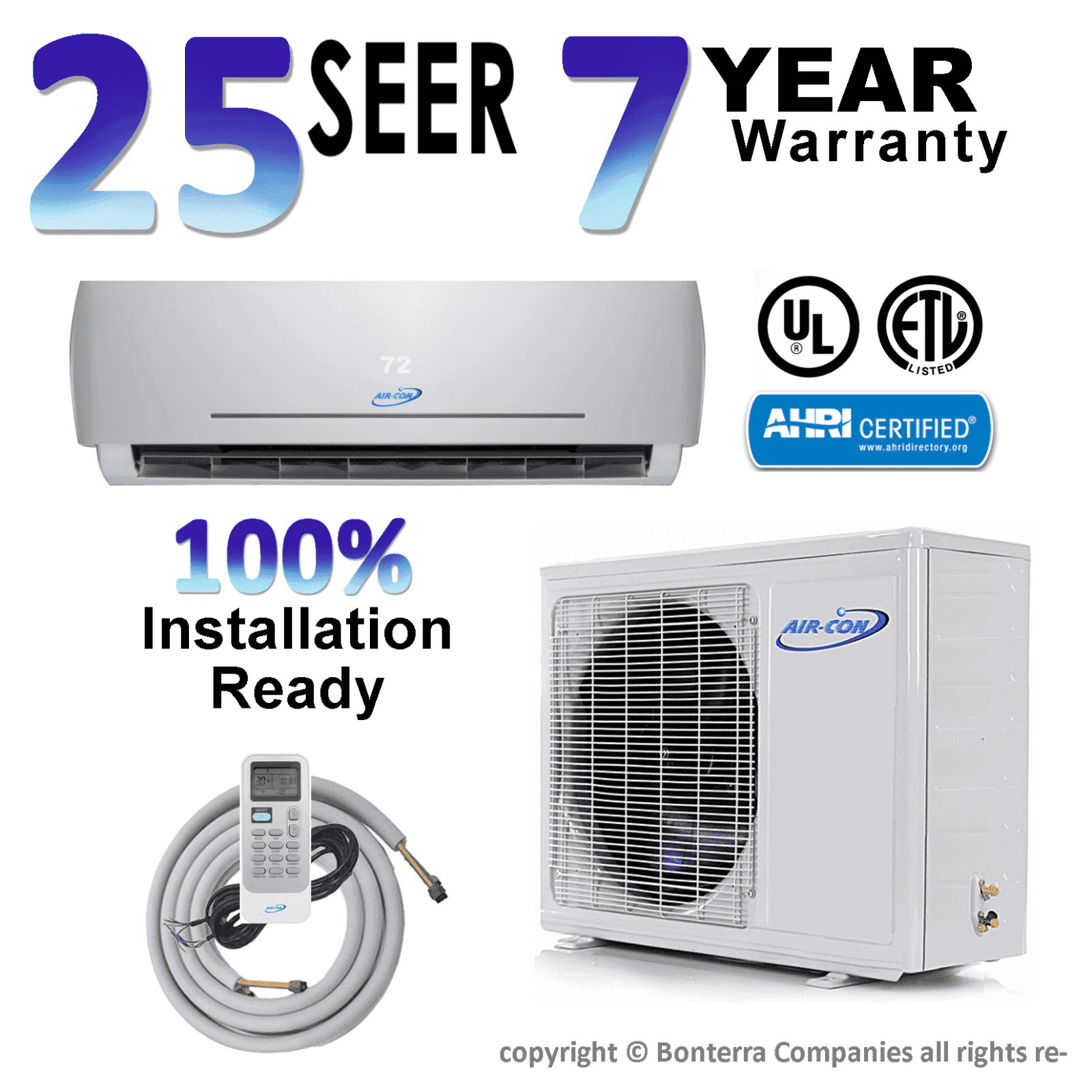 Air-Con 12000 BTU White Mini Split Air Conditioner with Heat Pump