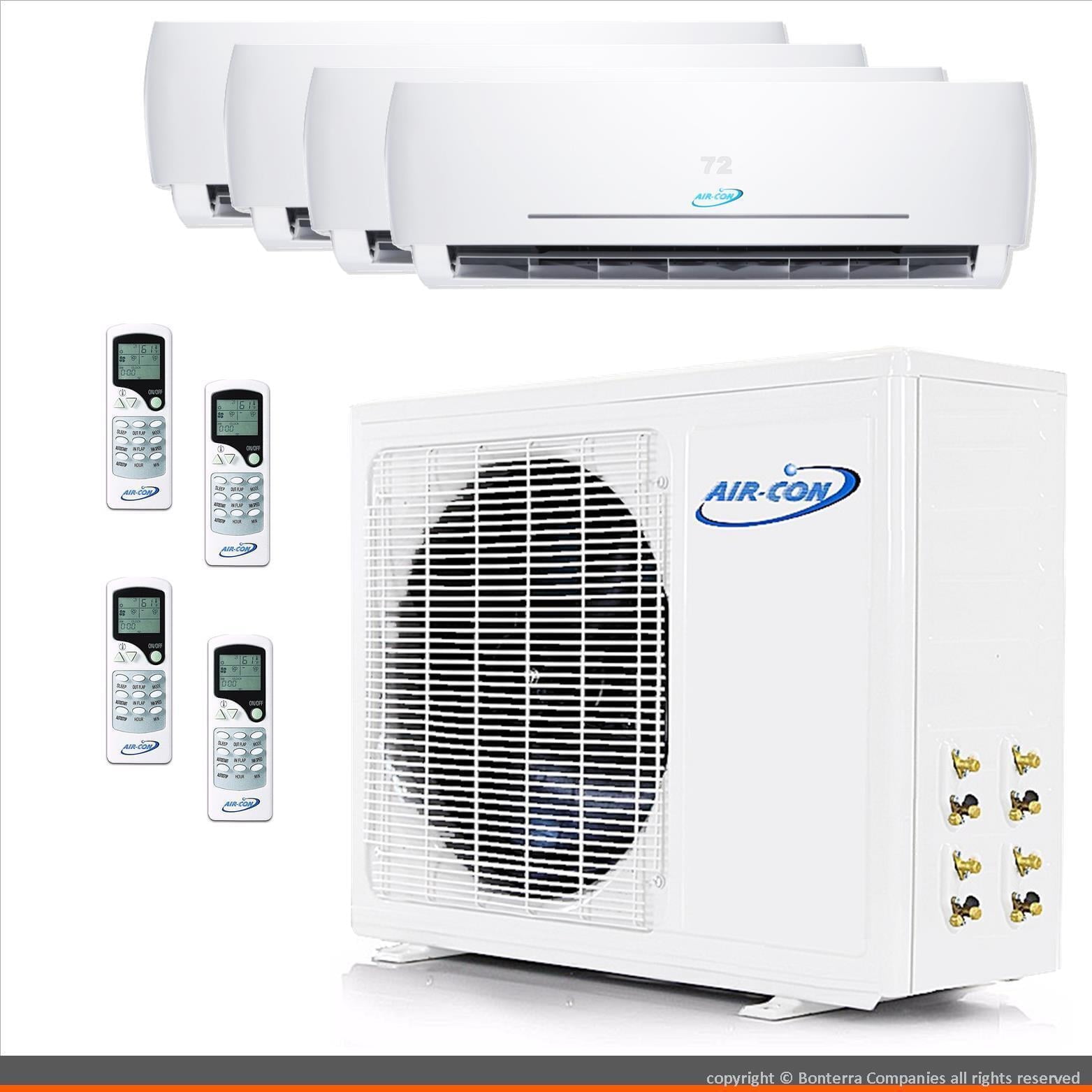AirCon Premium Mini Split AC Heat Pump, Ductless 4 Zone Conditioner