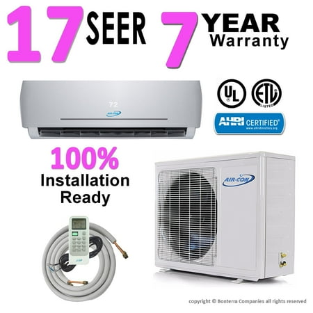 Air-Con Serene Series 12000 BTU 220V 17 SEER 2 Ductless Mini Split Air Conditioner and Heat Pump with 15ft Installation Kit