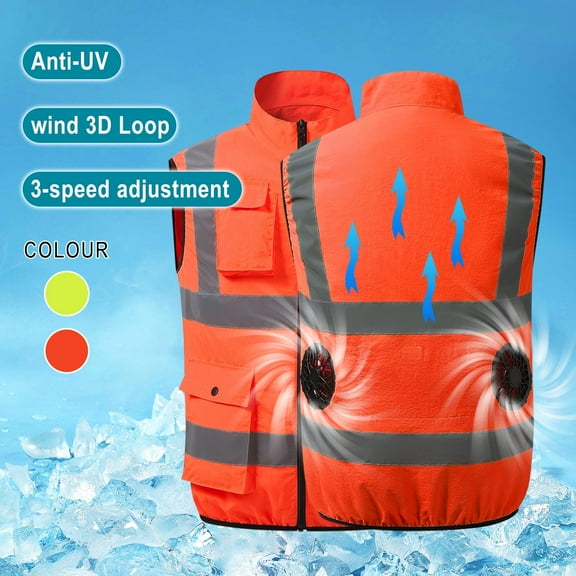 Air Conditioned Jacket Cooling Vest Cooling Vest for Men Reflective Vest Cooling Vests for Hot Weather Conditioning Clothing Fan USB Charging Heatstroke Prevention Long Sleeve Hooded Outwear Blouse
