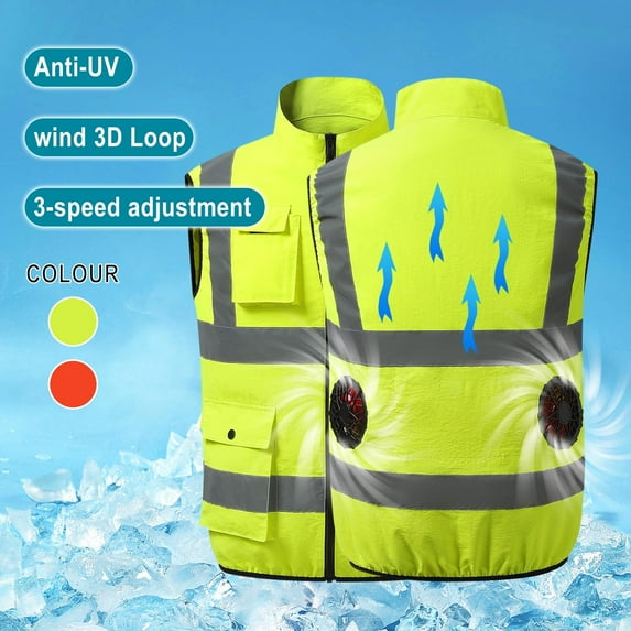 Air Conditioned Jacket Cooling Vest Cooling Vest for Men Reflective Vest Cooling Vests for Hot Weather Conditioning Clothing Fan USB Charging Heatstroke Prevention Long Sleeve Hooded Outwear Blouse