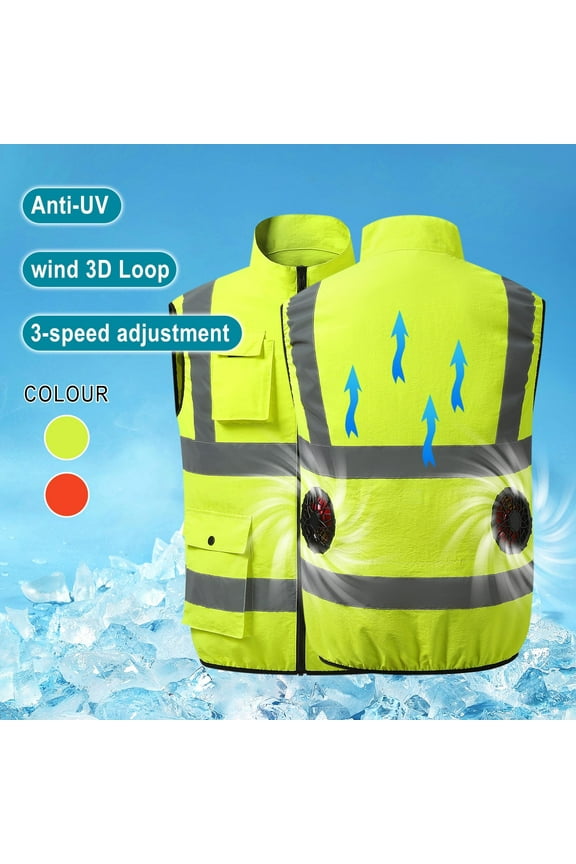 Air Conditioned Jacket Cooling Vest Cooling Vest for Men Reflective Vest Cooling Vests for Hot Weather Conditioning Clothing Fan USB Charging Heatstroke Prevention Long Sleeve Hooded Outwear Blouse