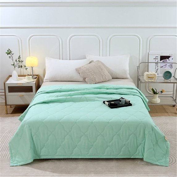 Air Conditioner Blanket Cozival Air Conditioner Summer Blanket - Washed Cotton Ventilated Comforter, Skin-Friendly Print, Lightweight Bed Cover for Hot Sleepers, Washed Cotton Bedspread, Mint Green