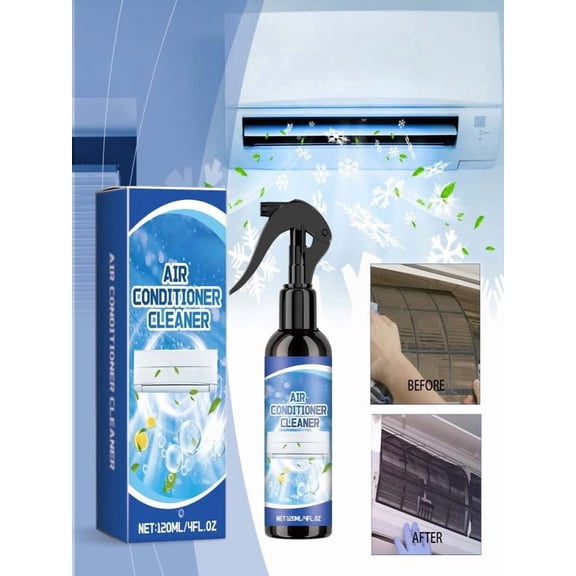 Air Conditioner Cleaner Kit with Deodorizing Spray and Fan Brush, No Disassembly Deep Cleaning for AC Units, Removes Dust Mold Odor from Indoor Home HVAC Systems
