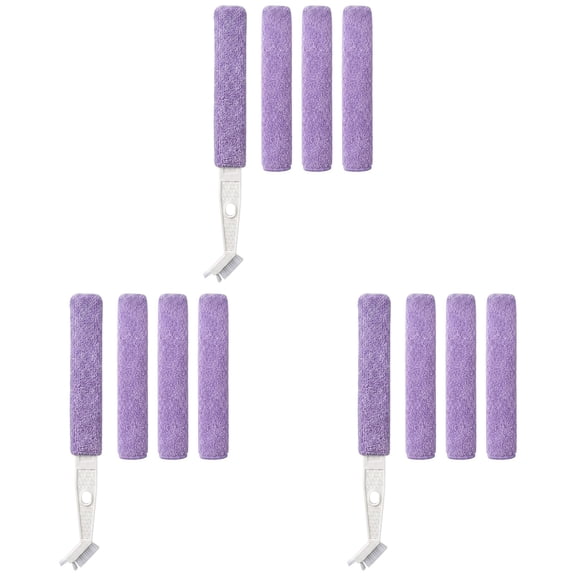 Air Conditioner Cleaner Set, 12 Inch Mini Split Cleaning Kit, Under Fridge Cleaning Tool, Window Unit Kit with 3 Replaceable Brush Clothes for Furnitures, Home Cleaning Aid,Purple*3