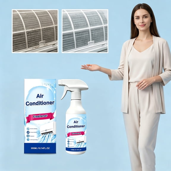 Air Conditioner Cleaner Spray for Removal of Stains Mold and Odor Multi Purpose HVAC Cleaning Foam 300ml Bottle for Home Office and Car AC Vent Maintenance with No Rinse Safe Formula