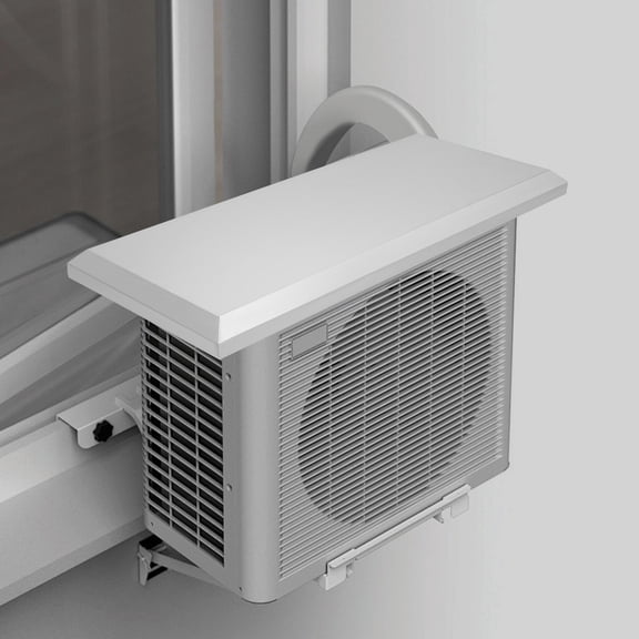 Air Conditioner Cover, 35x15in Mini Split Cover AC Compressor Awning Stainless Steel Mini Split Unit Protection, Heat Pump Shield for Snow Ice, Top AC Rainproof Cover with Steel Wire Ropes