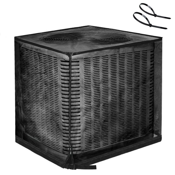 Air Conditioner Cover for Outside, Full Mesh All Seasons Central AC Unit Protector, Against Leaves, Debris, Cottonwood, Includes 2 Zip Ties, 31.5"x31.5"x35.4"