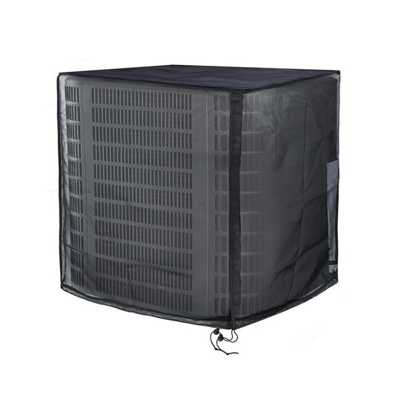 Air Conditioner Cover for Outside Units, Central AC Cover with Full Mesh Breathable, Detachable Waterproof Oxford Top Cover, All Season Protector for Outdoor Against Leaves, Weeds (L)