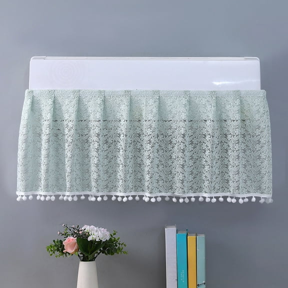 Air Conditioner Cover, Wind Deflector Lace Curtain for Wall Mounted AC Units, Multipurpose Dust Shield for Windows and Cabinets, Decorative Floral Semi Curtain Panel, Easy Install Universal Design