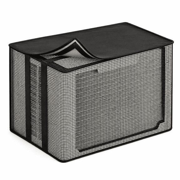 Air Conditioner Cover for Outside, Mesh Window AC Cover with Roll-Up Water-Resistant Top for Bugs, Leaves and Debris, 21 x 15 x 16 in, Black