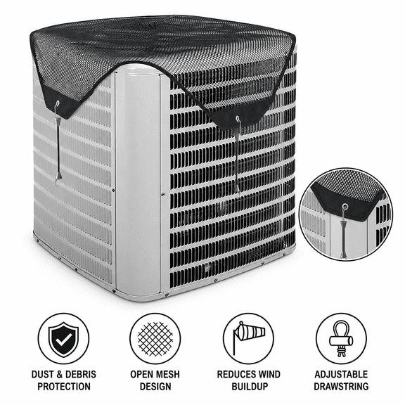 Air Conditioner Covers For Outside Units Black,AC Cover For Outside Unit, Air Conditioner Leaf Guard Open Mesh (28"28")
