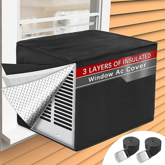 Air Conditioner Covers for Outside, 25.5"Wx20.5"Dx18"H Window Air Conditioner Cover & 3 Layers Insulation Design, Waterproof Snowproof AC Cover for Outside Window Units Winter Protection