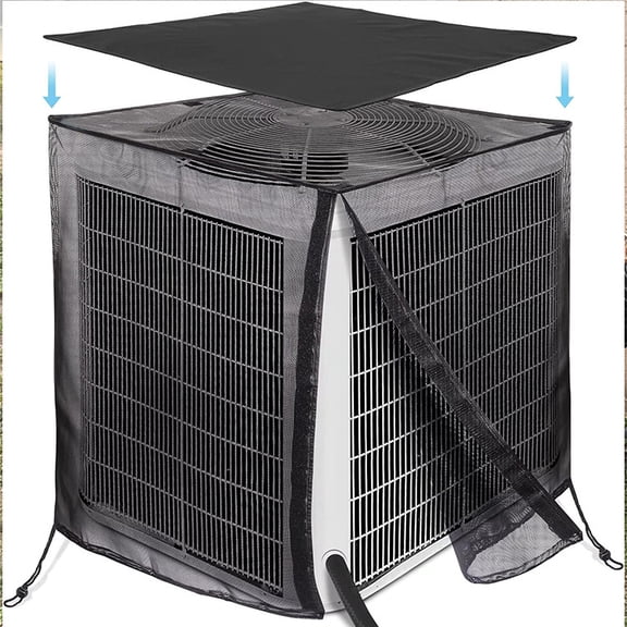 Air Conditioner Covers for Outside, Full Mesh With Detachable Waterproof Top, Breathable & All Seasons, 28 x 28 x 32 Inch Central AC Unit Protector Against Leaves, Weeds, Cottonwood and Debris