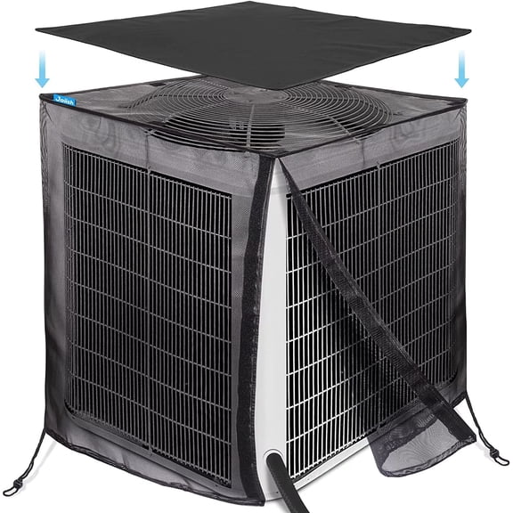 Air Conditioner Covers for Outside, Full Mesh With Detachable Waterproof Top, Breathable & All Seasons, 28 x 28 x 32 Inch Central AC Unit Protector Against Leaves, Weeds, Cottonwood and Debris