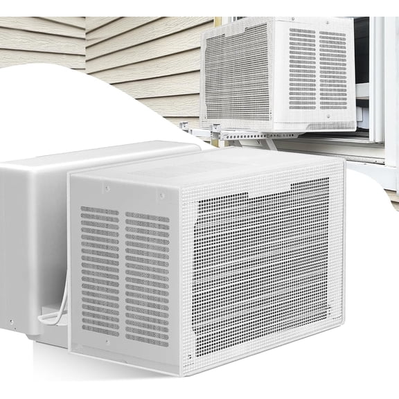 Air Conditioner Covers for Outside: U Shaped Window Air Conditioner Cover, AC Mesh Cover for Outside Unit, 8000BTU, 12000BTU, Easy Air Flow, Anti-Leaf, Breathable, White, 20" x12.2" x13.4"