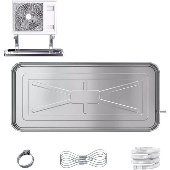 Air Conditioner Drip Tray Condensate Drain Pan, Outdoor Stainless Steel Universal HVAC/Air Conditioner Drain Kit Metal Drain Pan for Window AC and Mini Split Units (Size : 2P:85x39x3cm/33x1