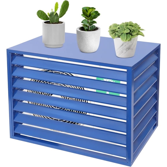 Air Conditioner Fence for 2-3P Air Conditioner Freestanding Privacy Screen Fence Panels for A/C Conditioning Unit(4-Panels) Metal Privacy Fence Cover(43.3 * 23.62 * 31.49in, Blue)