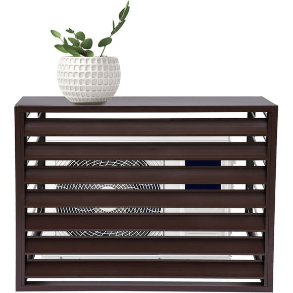 Air Conditioner Fence,Aluminum Alloy AC Privacy Fence Screen Panel,Mini Split Air Conditioner Protective Hide Cover for Outside Units Noise Reduction (Coffee)