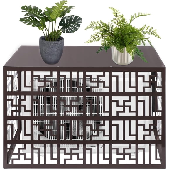 Air Conditioner Fence, Freestanding Shade Trash Can Fence Privacy Screens Fence Panels for Hiding and Concealing Outside Conditioning Unit (Brown)