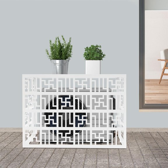 Air Conditioner Fence, Freestanding Shade Trash Can Fence Privacy Screens Fence Panels for Hiding and Concealing Outside Conditioning Unit (White)