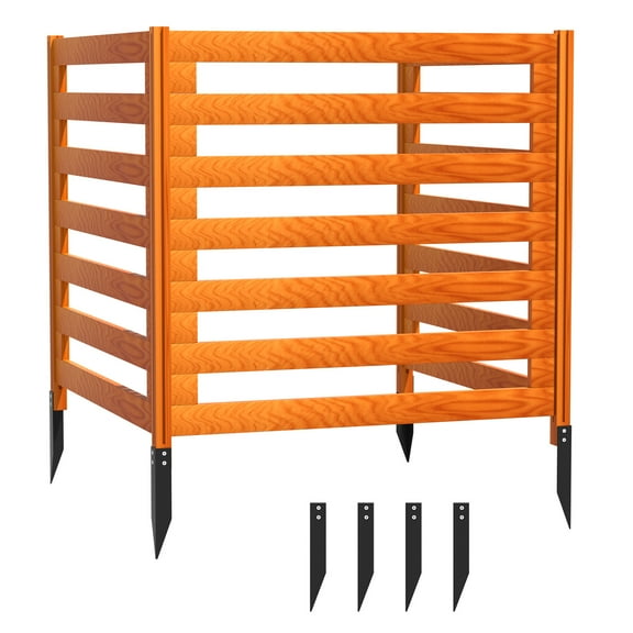 Air Conditioner Fence Panels, 3 Panels Outdoor Wood Privacy Screens (36", Brown), Equipment Enclosure with Metal Stakes for Backyard, Garden, Patio, Pool, Outside