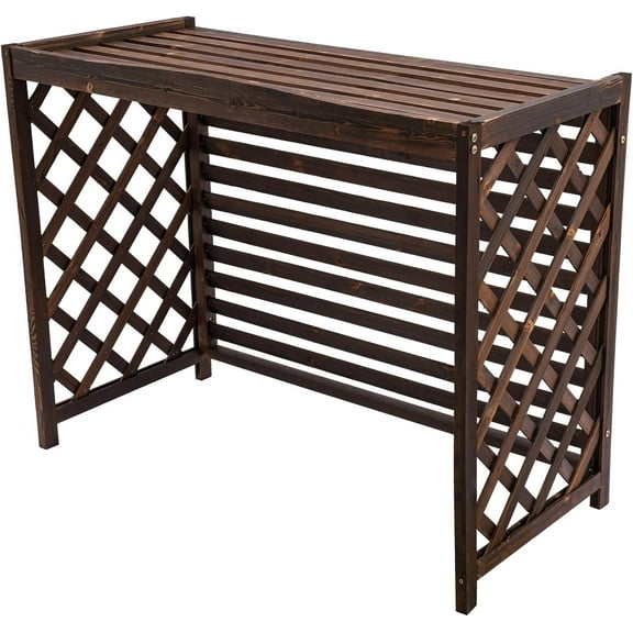 Air Conditioner Fence Screen, 43.31 x 19.69 x 33.46in Outdoor Trash Can Pool Equipment Enclosure Panels, Outdoor Wood Privacy Screen, No-Dig Kit (4 Panels)