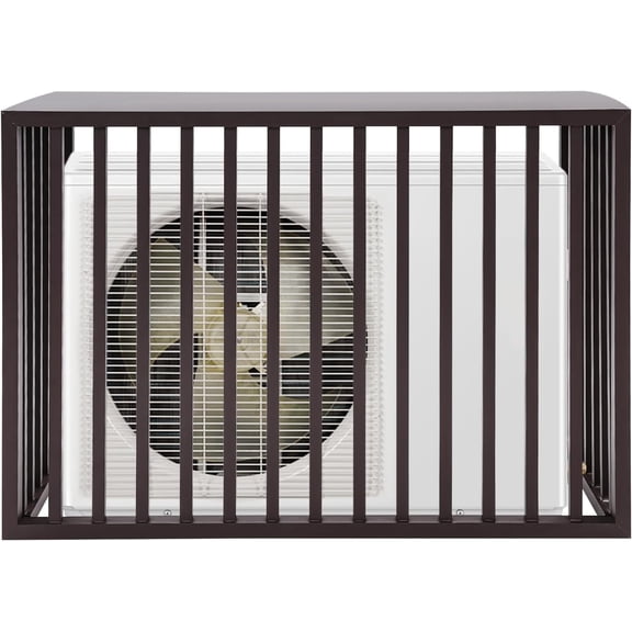 Air Conditioner Fence with Top Cover, 4 Panels 39.4 "L x 19.7 "W x 27.6" H Privacy Fence Panels for Outside, Freestanding Metal Trash Can Hider Outdoor, No-Dig Air Conditioner Sun Blocker Kit (Brown)