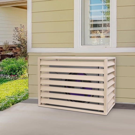 Air Conditioner Fence, W43.3 X H31.5 Drill Louvered Grille AC Unit Fence Outdoor 4 Panels, No Dig Aluminum Alloy Privacy Fence Panels for Outside, Outdoor Trash Can, Pool Equipment Enclosure Panels