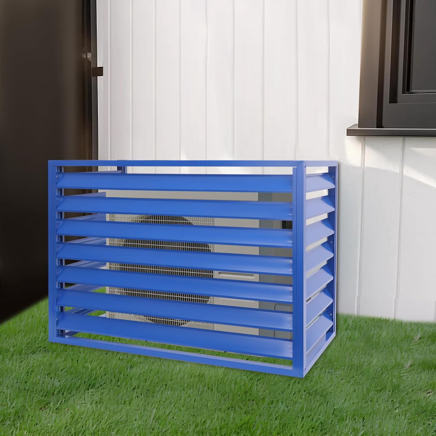 Air Conditioner Fence, W43.3 X H31.5 Drill Louvered Grille AC Unit ...