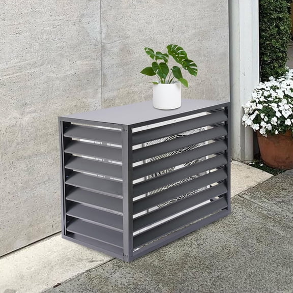Air Conditioner Fence,W43.3 X H31.5 X D23.6in Drill-Type Louvered Grille Ac Unit Fence Outdoor 4Panels, No Dig Aluminum Alloy Privacy Fence Panels for Outside, Outdoor Trash Can Pool Enclosure Panels