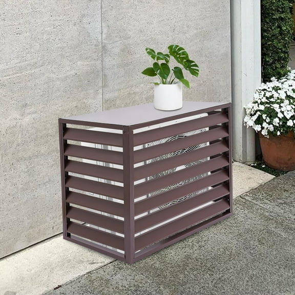 Air Conditioner Fence,W43.3 X H31.5in Dril-Type Ac Unit Fence Outdoor 4Panels, No Dig Aluminum Alloy Privacy Fence Panels for Outside, Outdoor Trash Can Pool Enclosure Panels