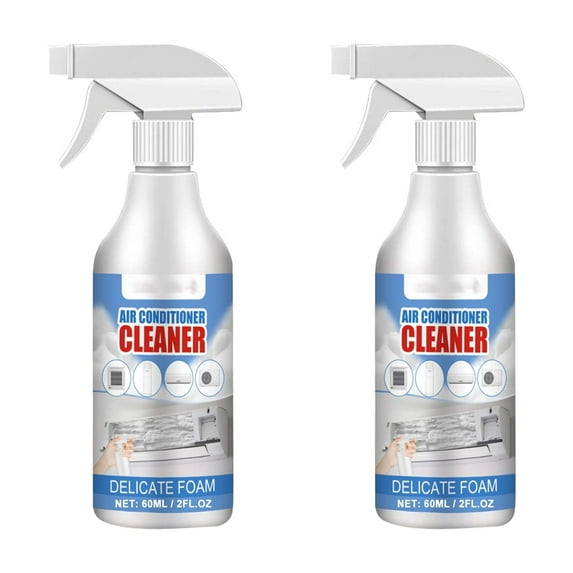Air Conditioner Foaming Cleaner, 60ml No Washing Air Conditioner Foaming Coil Cleaner Spray, All-purpose Household Bubble Cleaner, Multi-Purpose Removal of Peculiar Smell Home Office Cleaner (2PCS)