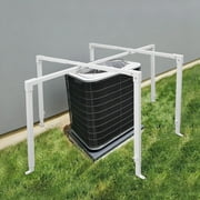 Air Conditioner Guard, Adjustable 30-48 Inch White AC Security Cage, Steel Outdoor Unit Protection for Most Standard AC Sizes