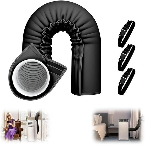 Air Conditioner Hose Cover, 2025 Universal Air Conditioning Hose Cover Wrap for Exhaust Hose Pipe, Insulated AC Hose Cover Fit Both 5" & 5.9" Diameter Exhaust Duct Vent (Black)