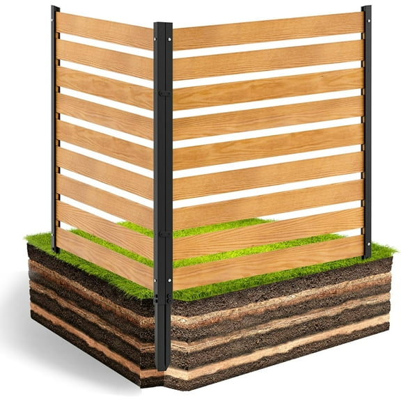 Air Conditioner Privacy Fence Screen Outdoor Garbage Can Enclosures, Metal Stake Wood 36"W X 44"H Trash Can Fence Enclosure, Pool Equipment Privacy Screen Vinyl Panels