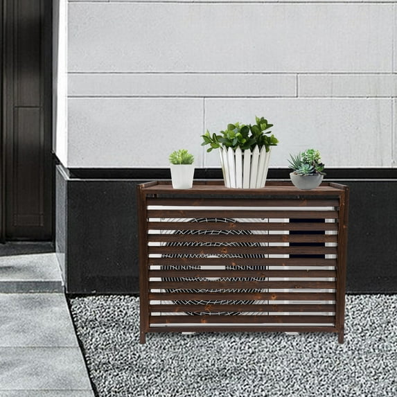 Air Conditioner Privacy Screen, Wood Color Air Conditioner Fence Screen,Rustic Air Conditioner Screen