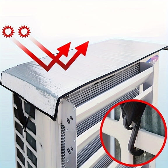 Air Conditioner Protective Cover Heat Insulation Film Window Cover with Hooks for Outdoor Unit Weather Shield and Rain Guard in Protective