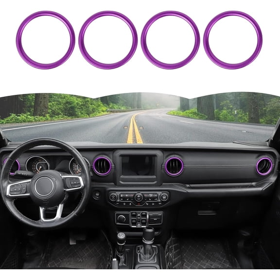 Air Conditioner Vent Ring Interior Accessories Compatible with 2018-2023 Jeep Wrangler JL JLU & Gladiator JT Aluminum Alloy Dashboard Air Conditioning Vent Outlet Trim Cover, 4PCs